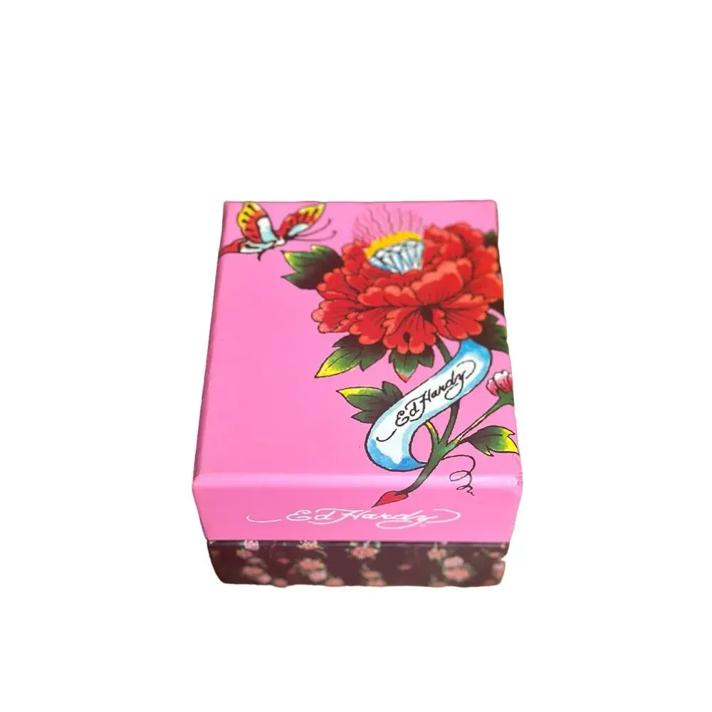 NIB Ed Hardy Love Kills Slowly Watch Swarovski Crystals & Red Pink Band Y2K